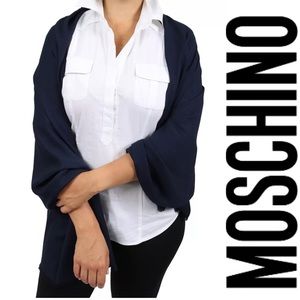 NWT MOSCHINO 100% Viscose Black Solid Scarf